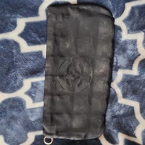 Chanel Black Nylon Canvas Travel Ligne Pouchette Pouch Purse Clutch Bag